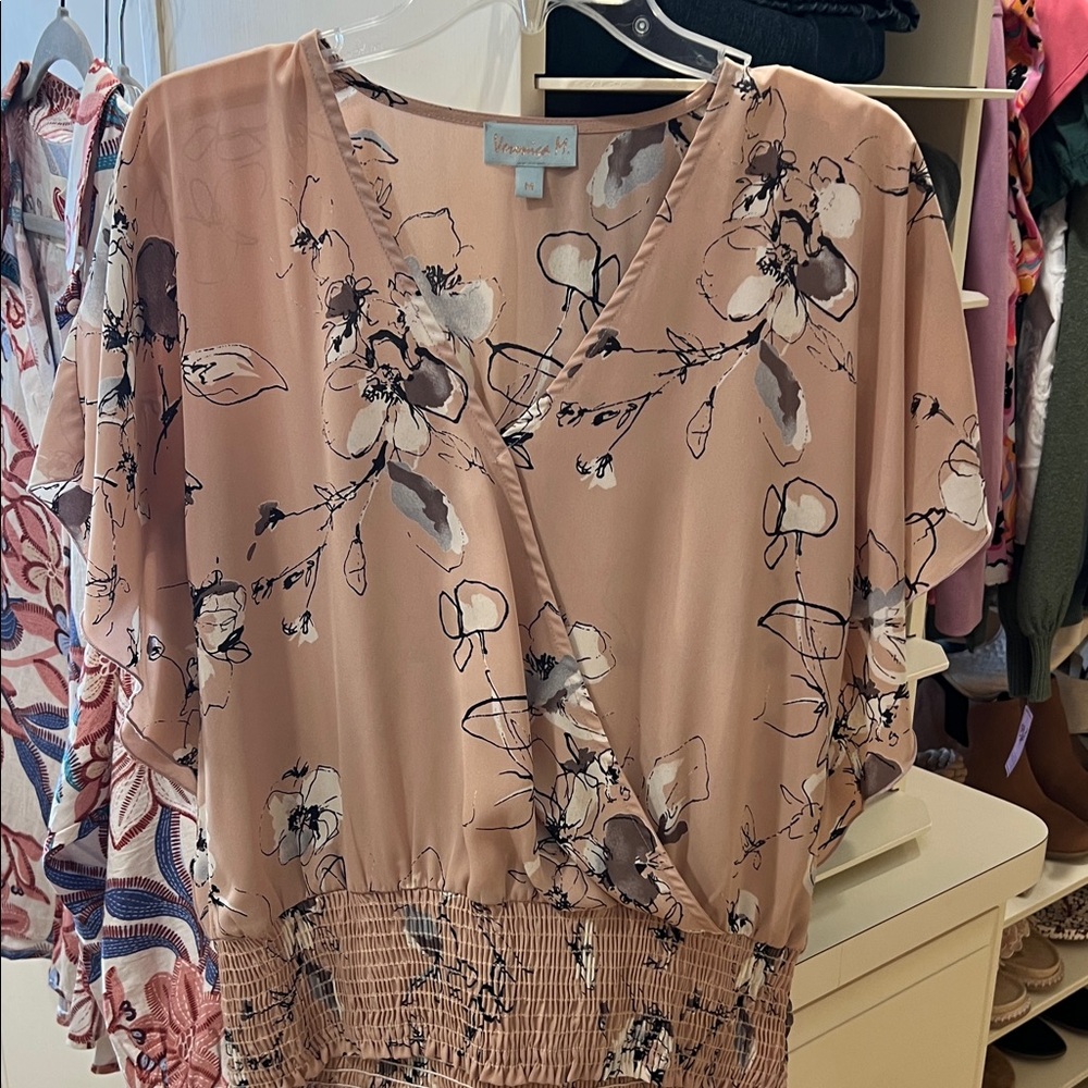 Veronica M Floral Blush Wrap Blouse